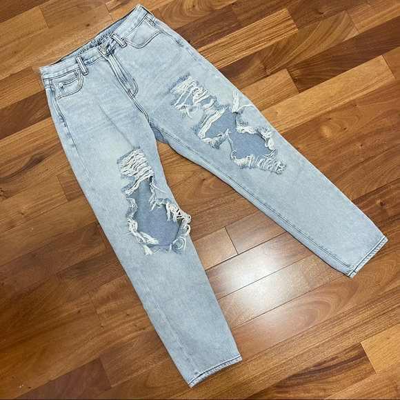 AMERICAN EAGLE OUTFITTERS Mom Jeans Distressed blue jeans 4 regular denim - Picture 9 of 9